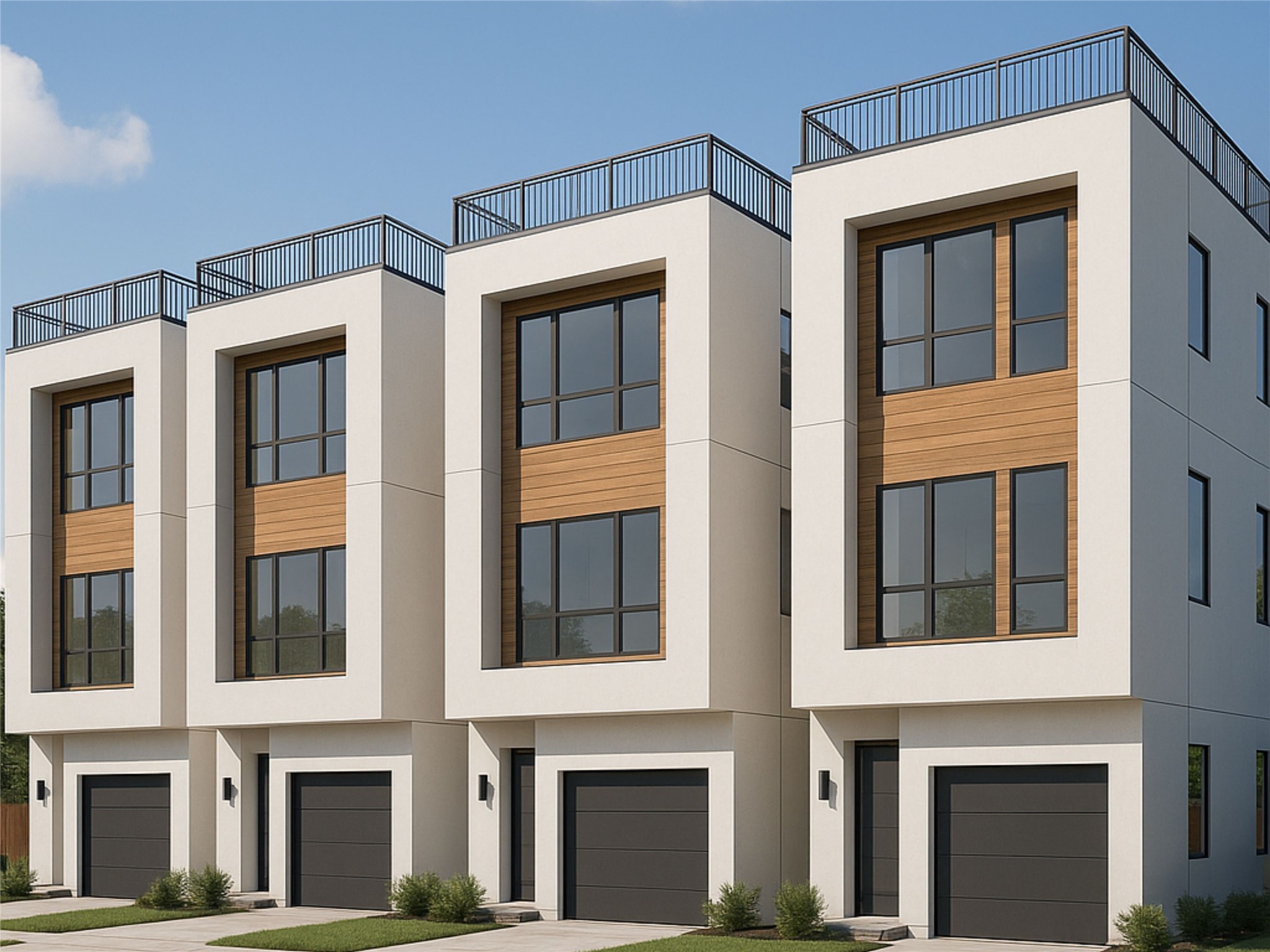 a front view of a house with a glass windows