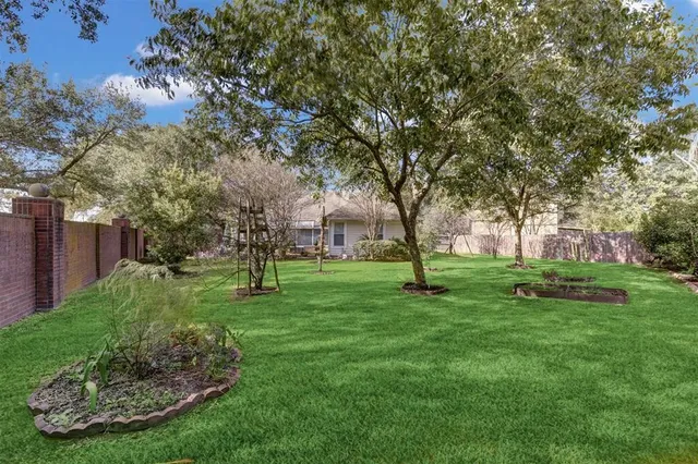 a huge green field with lots of trees