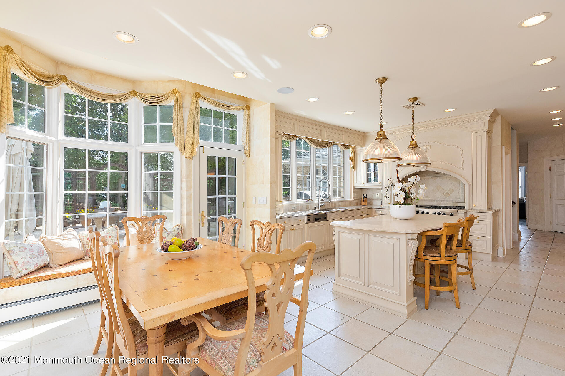 16 A Buttonwood Lane Rumson, NJ 07760 - Photo 19 of 80 a dining hall with stainless steel appliances kitchen island granite countertop a table and chairs