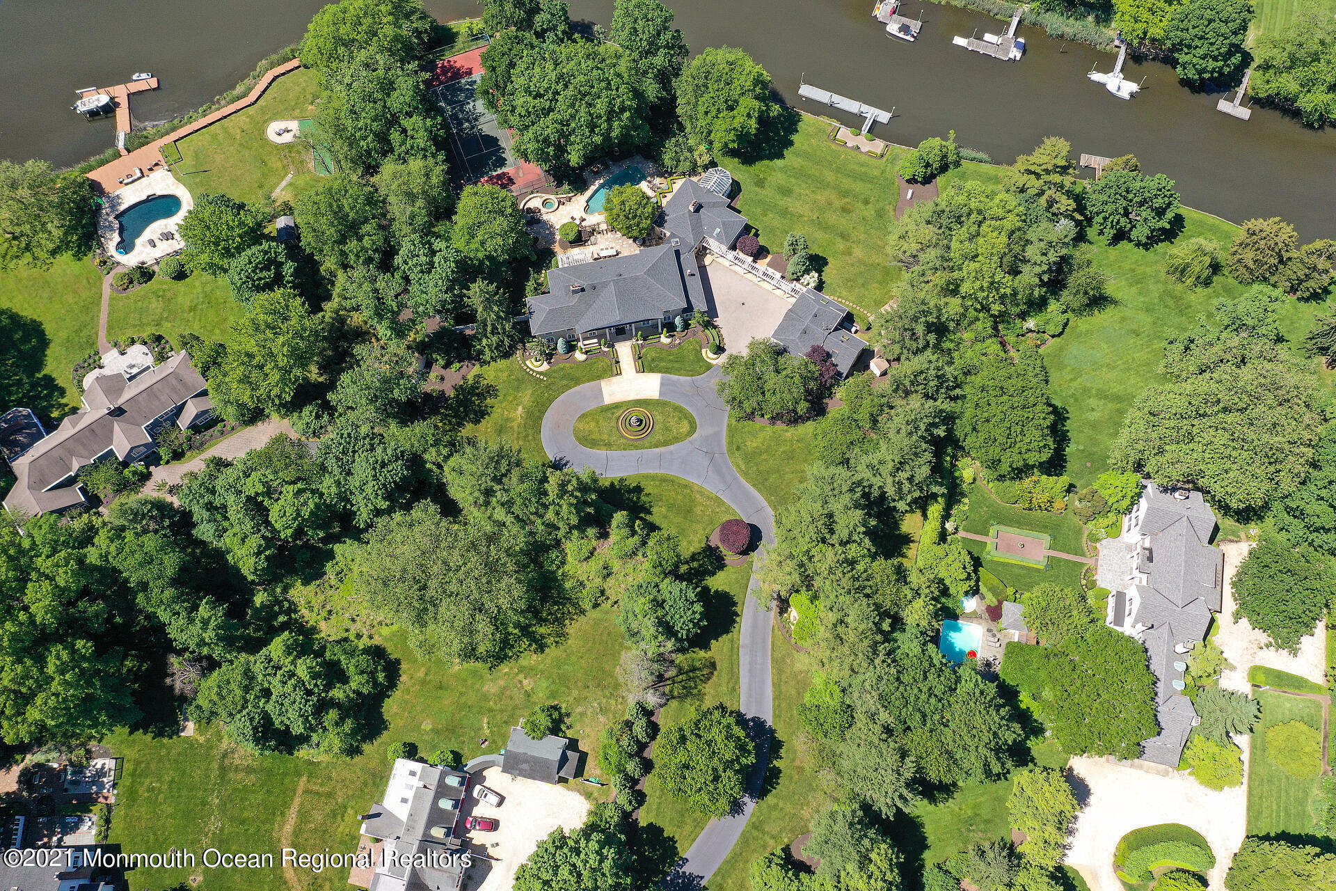 16 A Buttonwood Lane Rumson, NJ 07760 - Photo 57 of 80 an aerial view of a house with a yard and garden