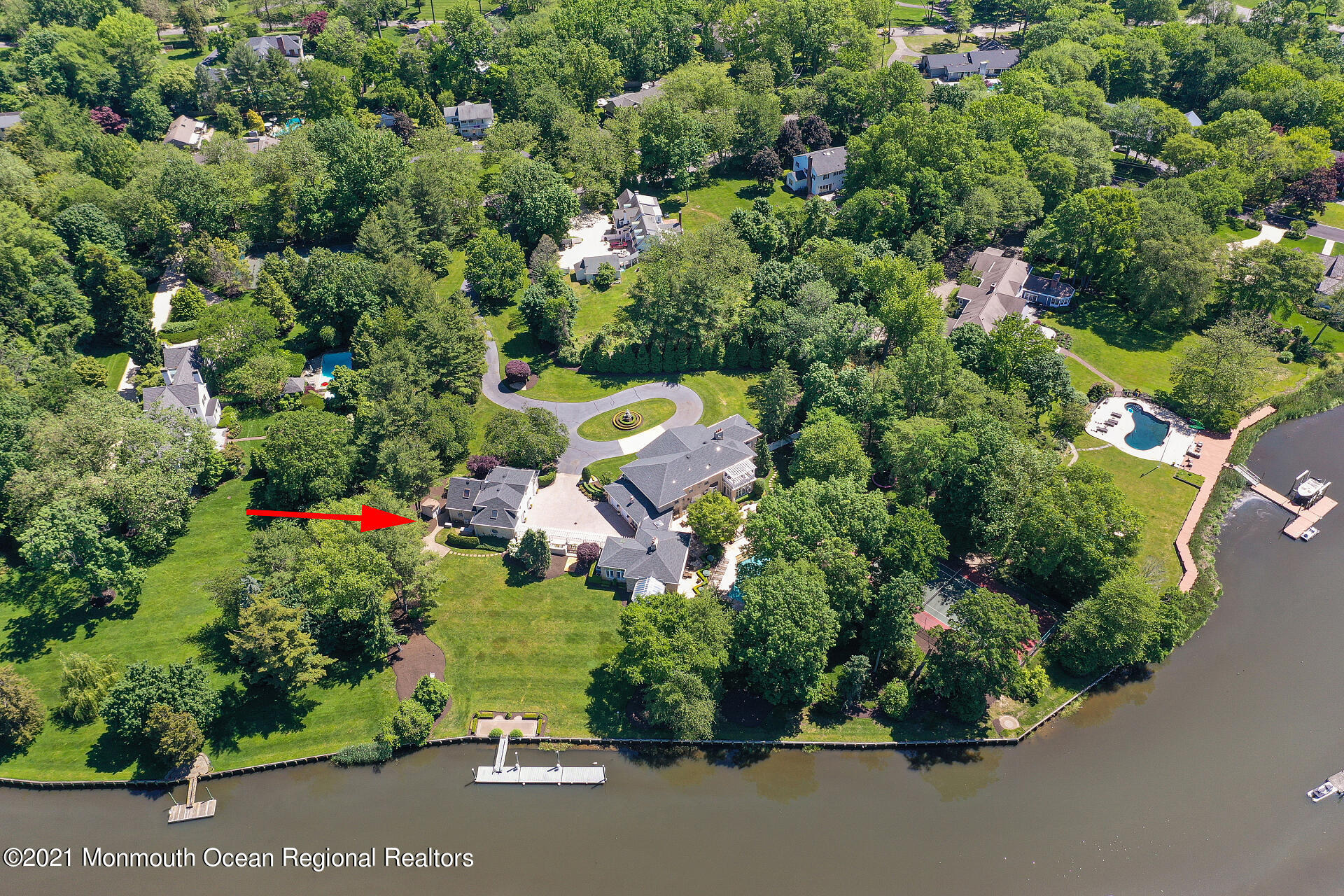 16 A Buttonwood Lane Rumson, NJ 07760 - Photo 80 of 80 an aerial view of a house with a yard and outdoor seating