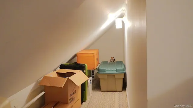 a view of storage and utility room with washer and dryer