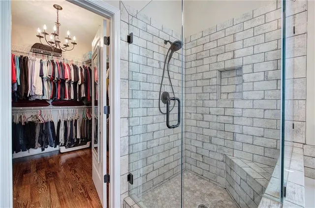 a bathroom with a shower