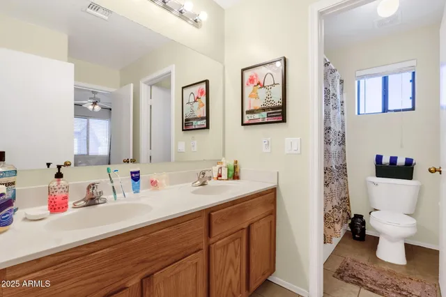 a bathroom with a sink mirror vanity and toilet