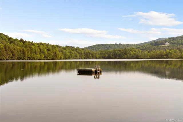 a view of a lake with a mountain view