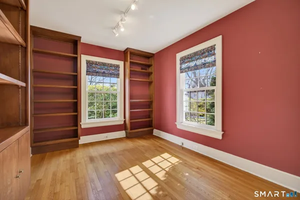 an empty room with windows