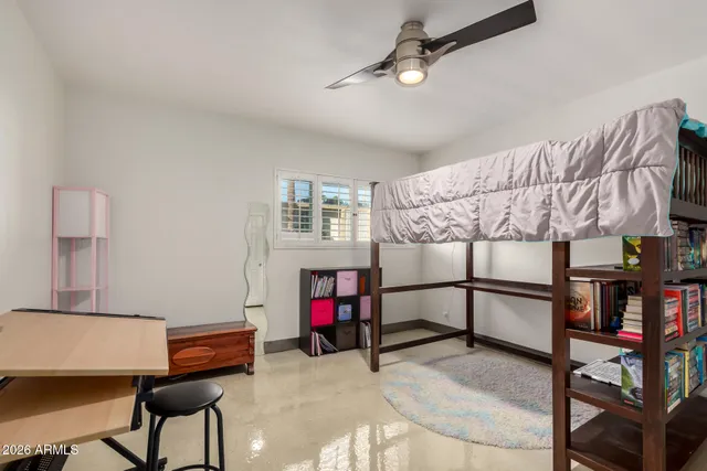 a view of a room with racks on the wall