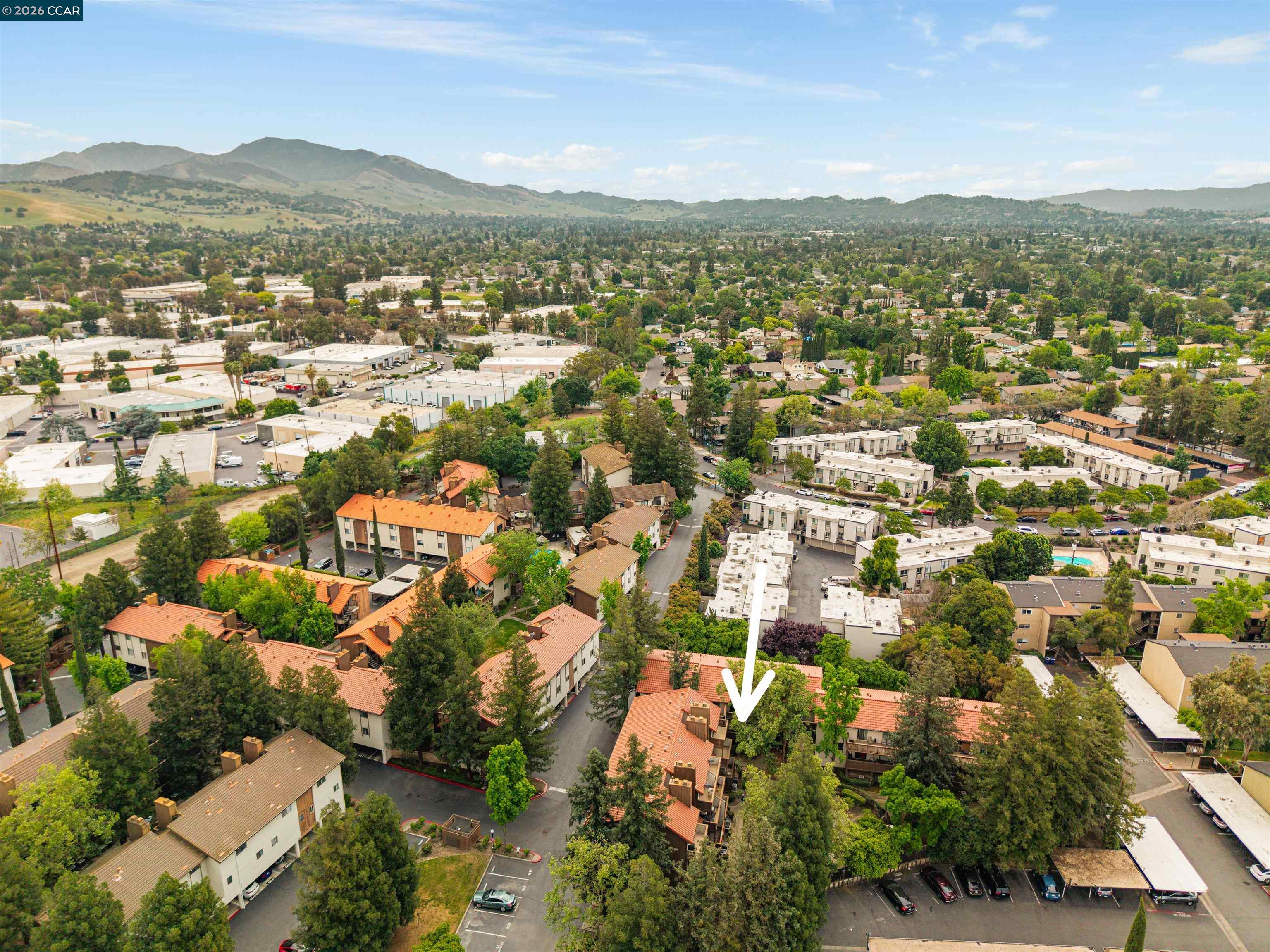 2055 Sierra Road, Unit 106 Concord, CA 94518 - Photo 30 of 37 an aerial view of residential houses with outdoor space and trees