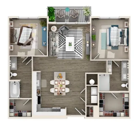 a front view of a house with outdoor seating