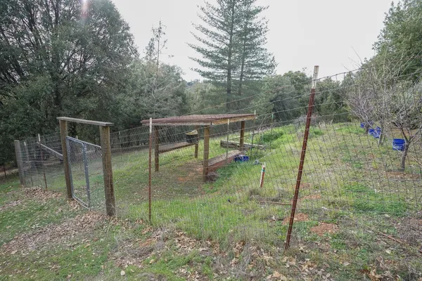 a view of a park with a slide