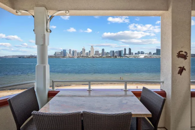 a view of a terrace with seating space