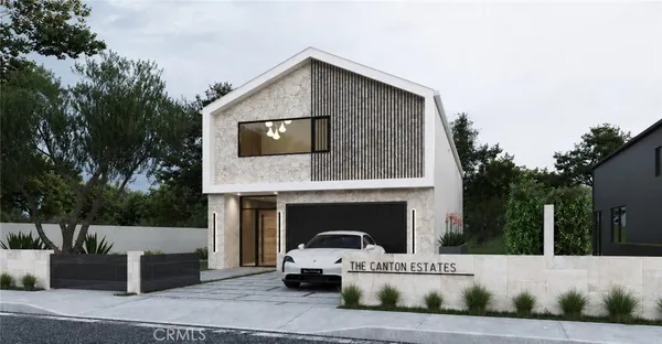 a front view of a house with a fireplace