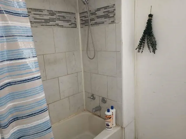 a bathroom with a bathtub