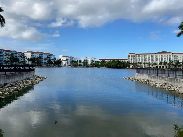 a view of a lake with city view