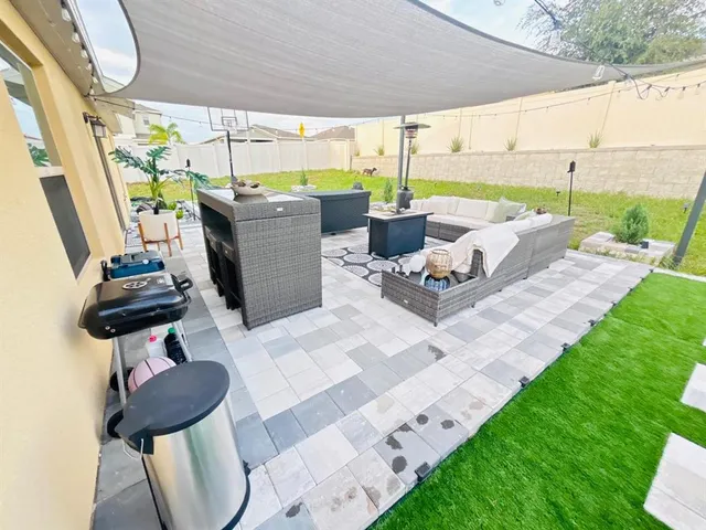 a view of a garden with a small yard