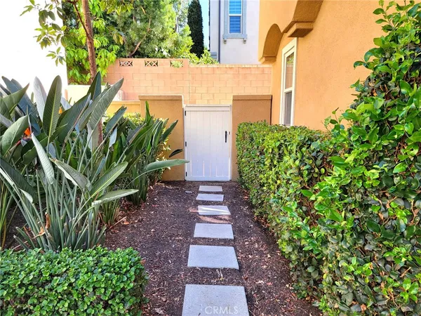 a view of a pathway in outside garden
