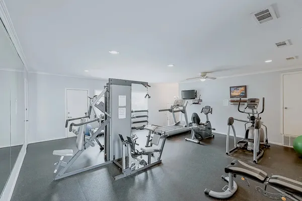 a view of a room with gym equipment