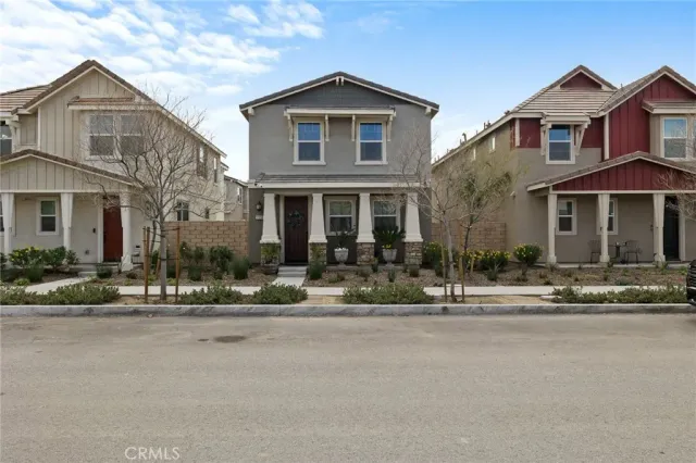 a front view of multiple houses