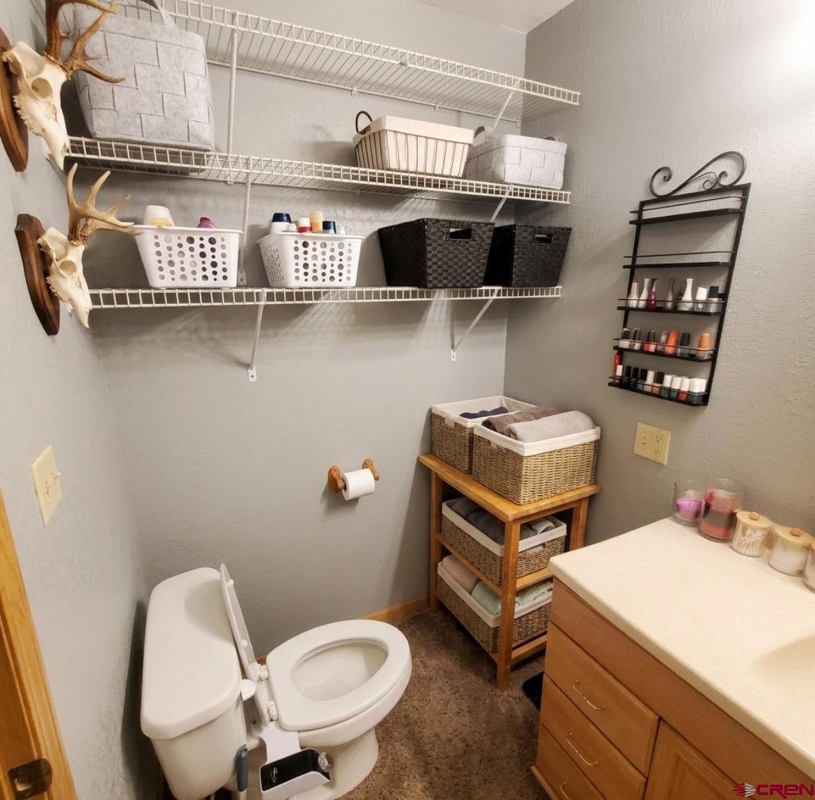 816 Main Street Manassa, CO 81141 - Photo 18 of 23 a bathroom with a toilet a sink and a mirror