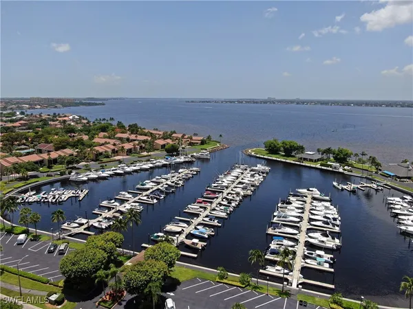 a view of a lake with houses