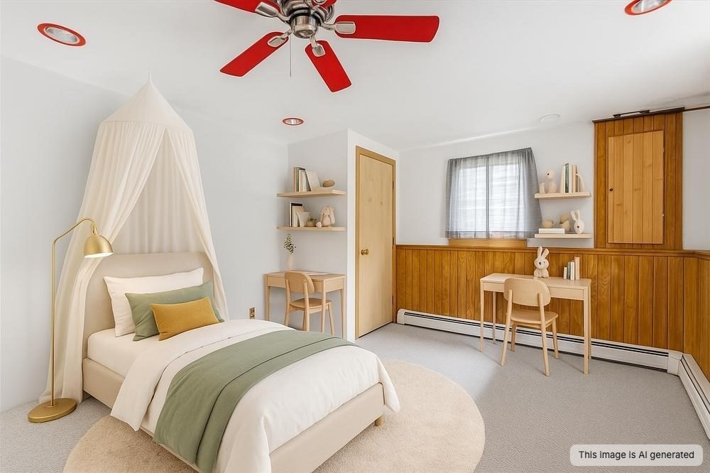 179 Hedges Pond Road Plymouth, MA 02360 - Photo 16 of 18 a bedroom with a bed and a chandelier