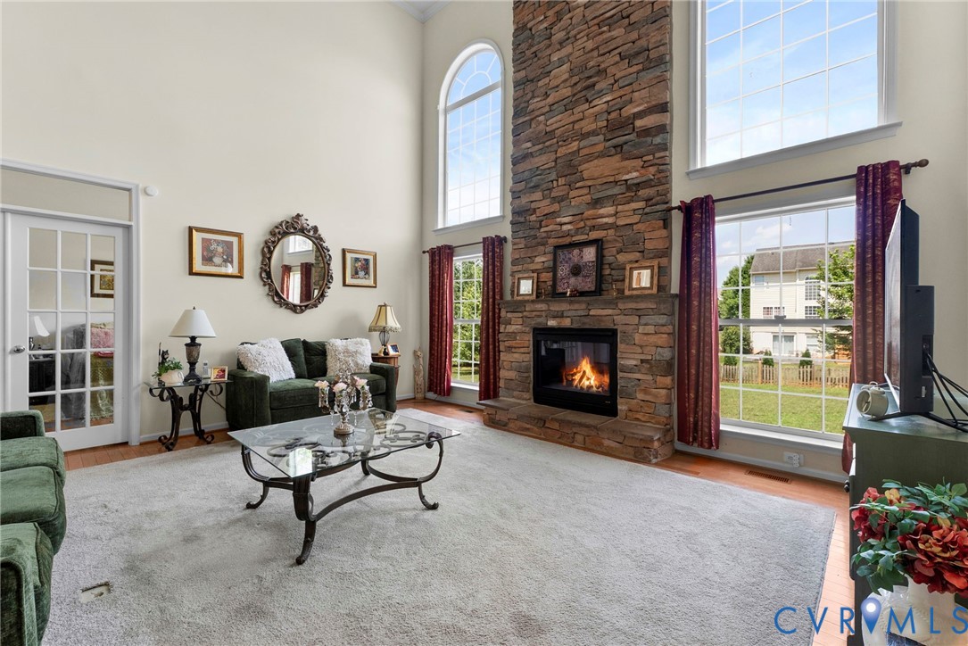 753 Blossom Tree Road Culpeper, VA 22701 - Photo 18 of 68 Spacious living area featuring a stone-clad firepl