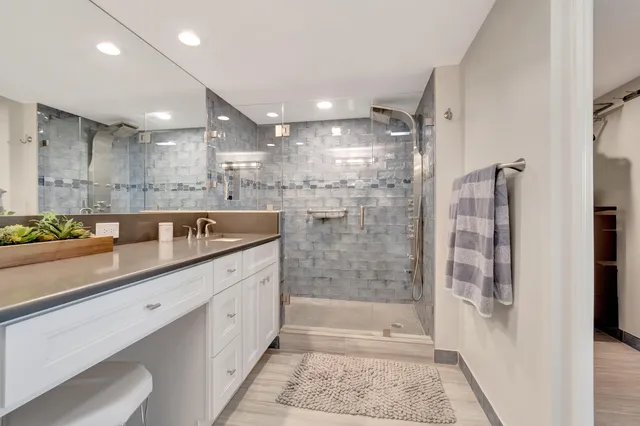 a view of a swimming pool with a garden