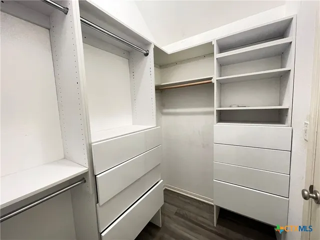 a close up view of a closet