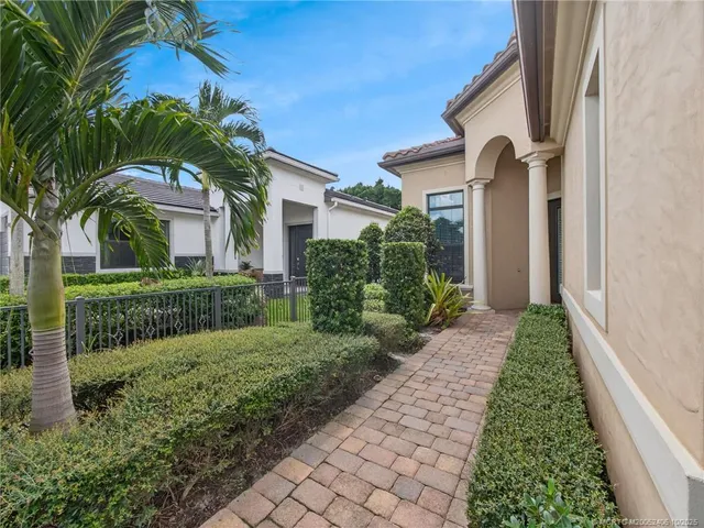 a view of a garden with pathway