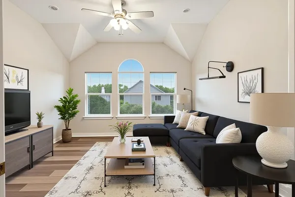 a living room filled with furniture