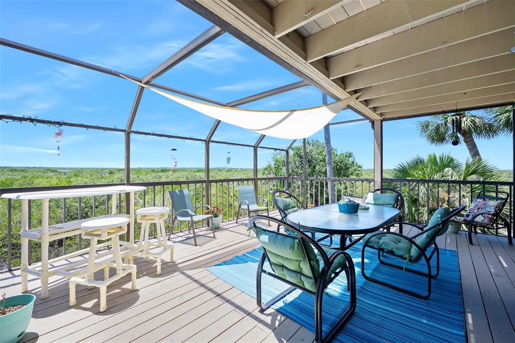 14 Marsh Court Ponce Inlet, FL 32127 - Photo 33 of 68 a view of a patio with a table chairs and a table