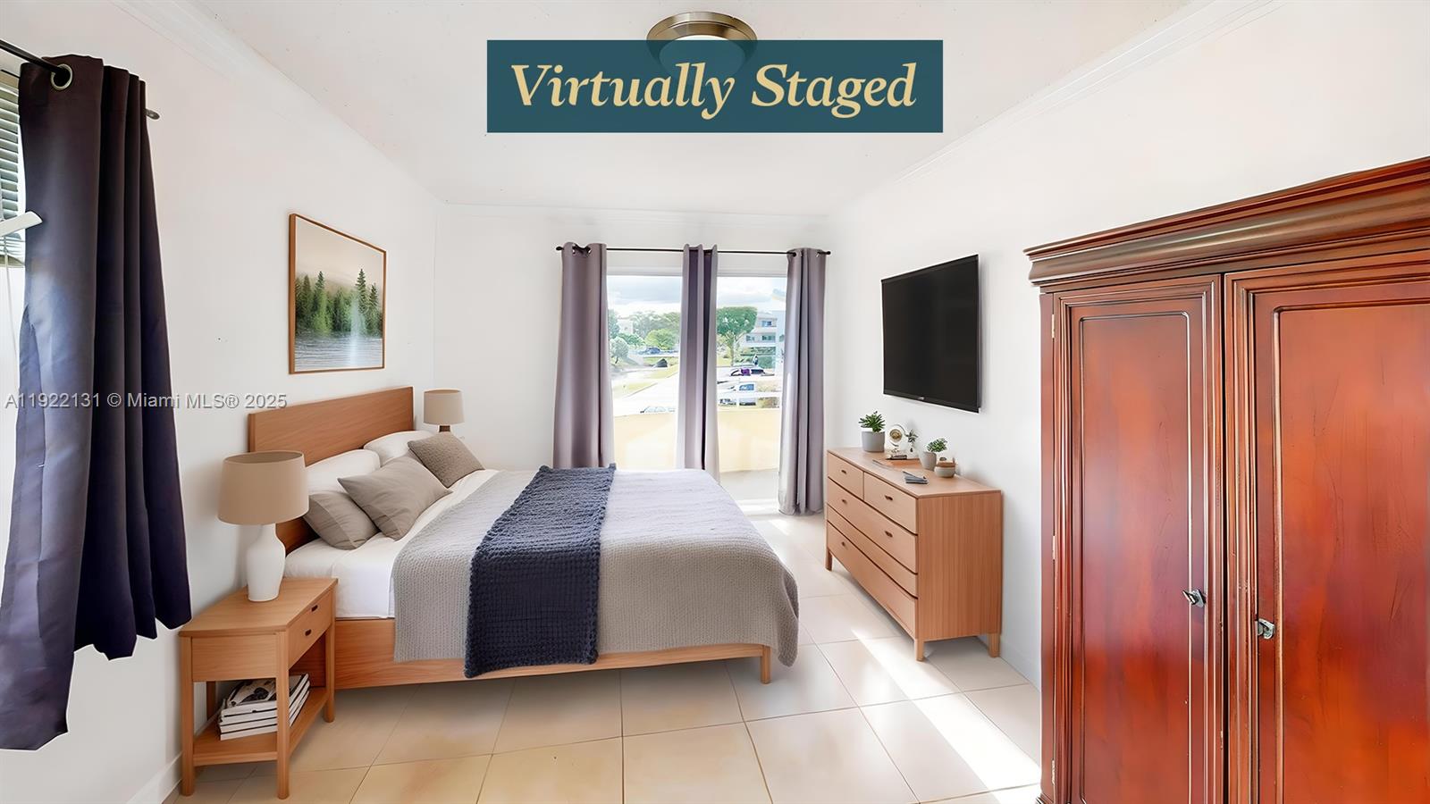 10765 Southwest 108th Avenue, Unit 208 Miami, FL 33176 - Photo 20 of 45 a bedroom with a bed and a flat tv screen