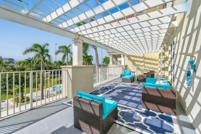 a outdoor living space with furniture