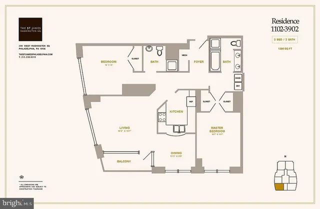 $5,127 | 204 West Washington Square, Unit 2002, Philadelphia, PA 19106