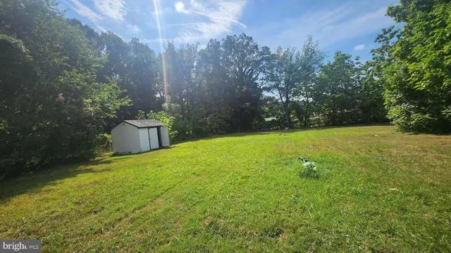 a view of a swimming pool with a yard