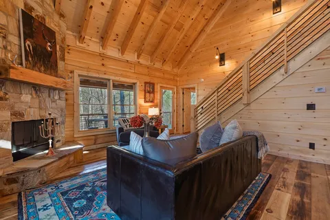 a view of living room and kitchen with furniture