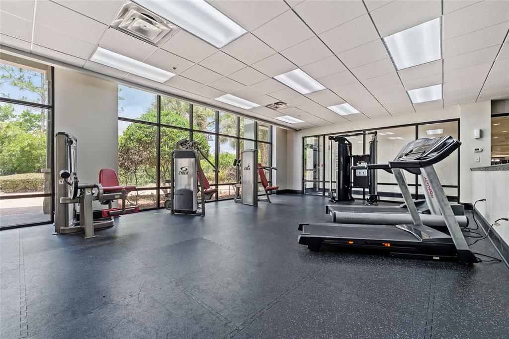 14200 Avalon Road, Unit 409 Winter Garden, FL 34787 - Photo 30 of 33 a view of a room with gym equipment and large windows