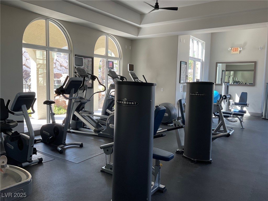2555 Hampton Road, Unit 4209 Henderson, NV 89052 - Photo 56 of 67 Workout area featuring a ceiling fan