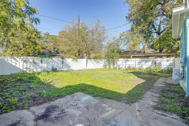 a view of a yard with an tree