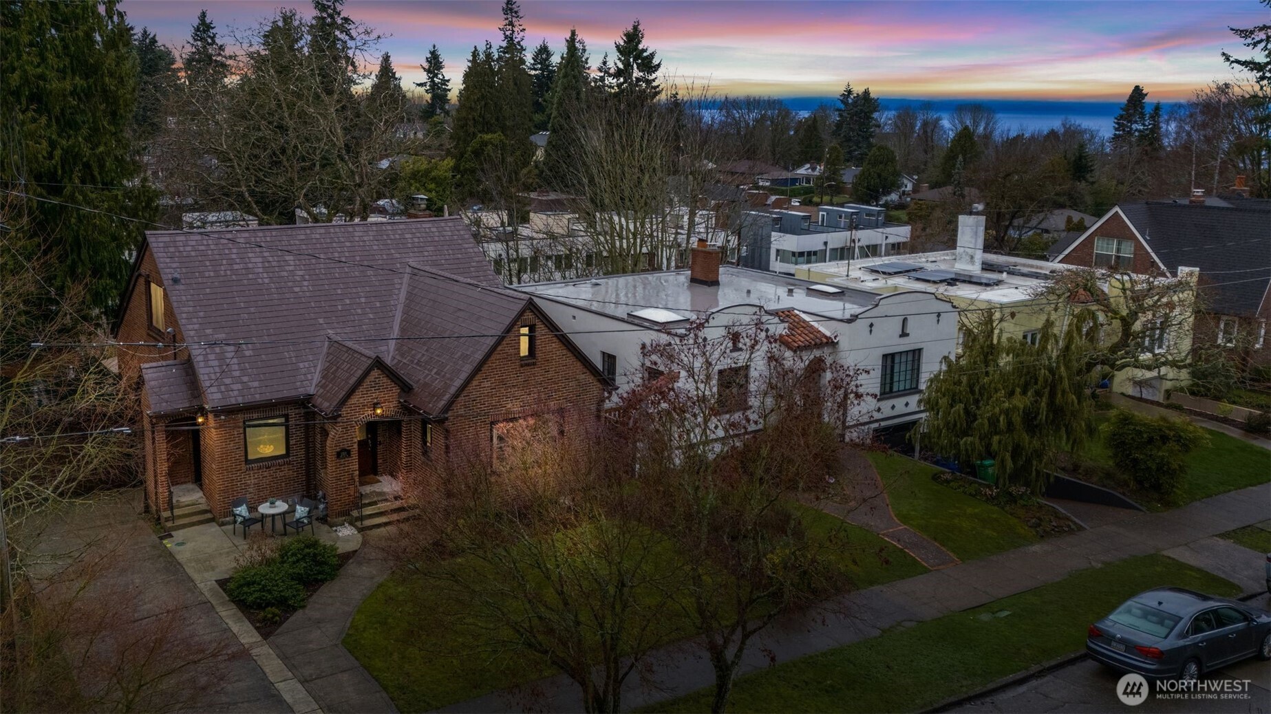 2351 47th Avenue Southwest Seattle, WA 98116 - Photo 38 of 40 a aerial view of a house with garden space and lake view