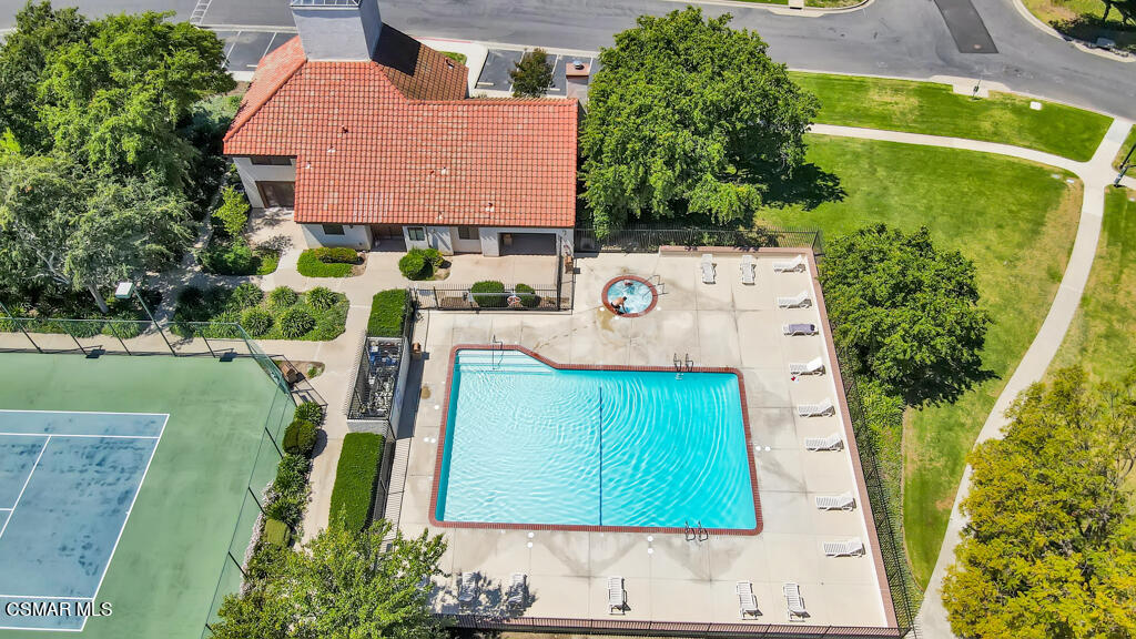 1712 Sinaloa Road, Unit 106 Simi Valley, CA 93065 - Photo 21 of 30 an aerial view of a house with a yard and a fountain