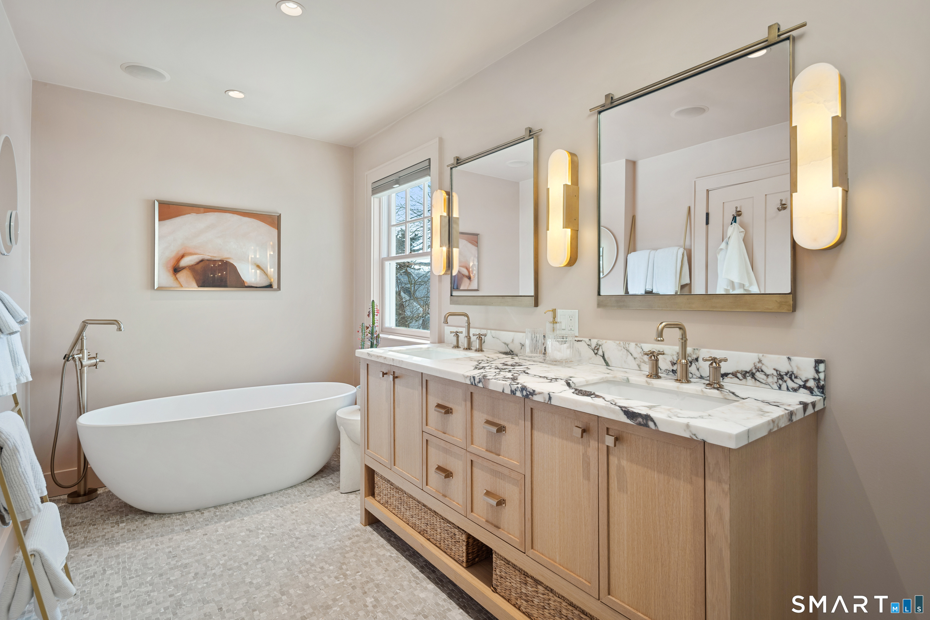 22 Craw Avenue Norwalk, CT 06853 - Photo 23 of 40 a spacious bathroom with a double vanity sink tub double and mirror