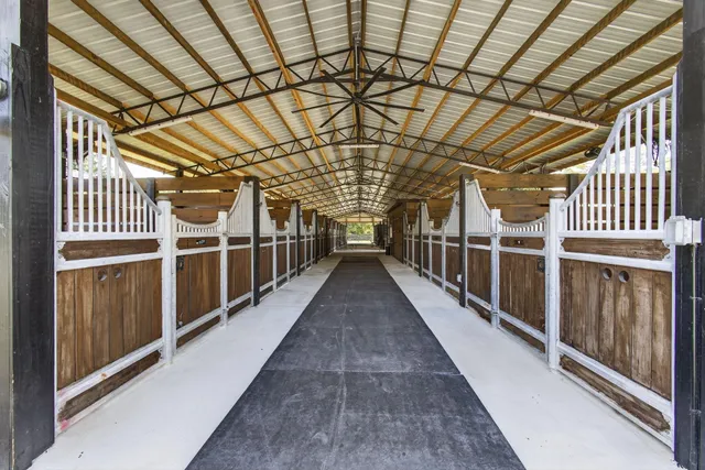 a view of a room with racks on the wall