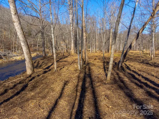a view of a yard with wooden fence