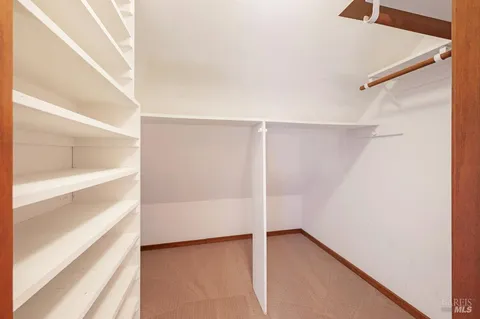 a view of an empty walk in closet