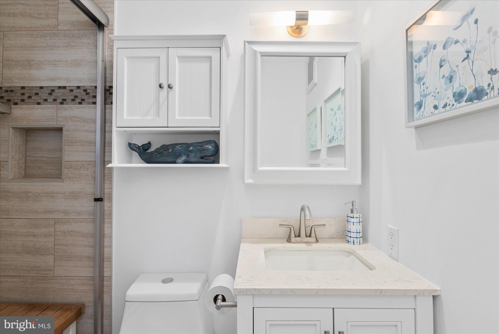 2127 California Street Northwest, Unit 803 Washington, DC 20008 - Photo 17 of 22 a bathroom with a sink vanity and mirror