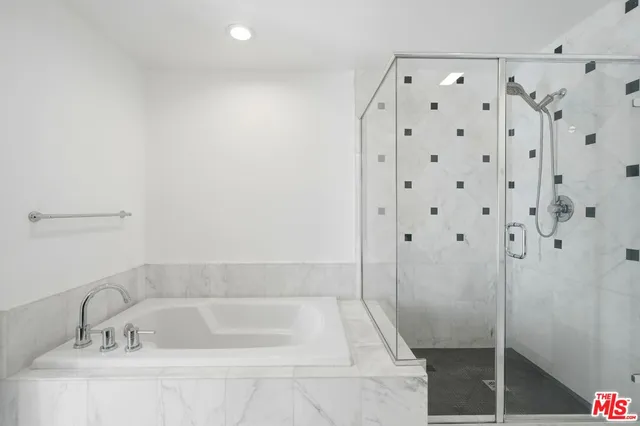 a bathroom with a bathtub