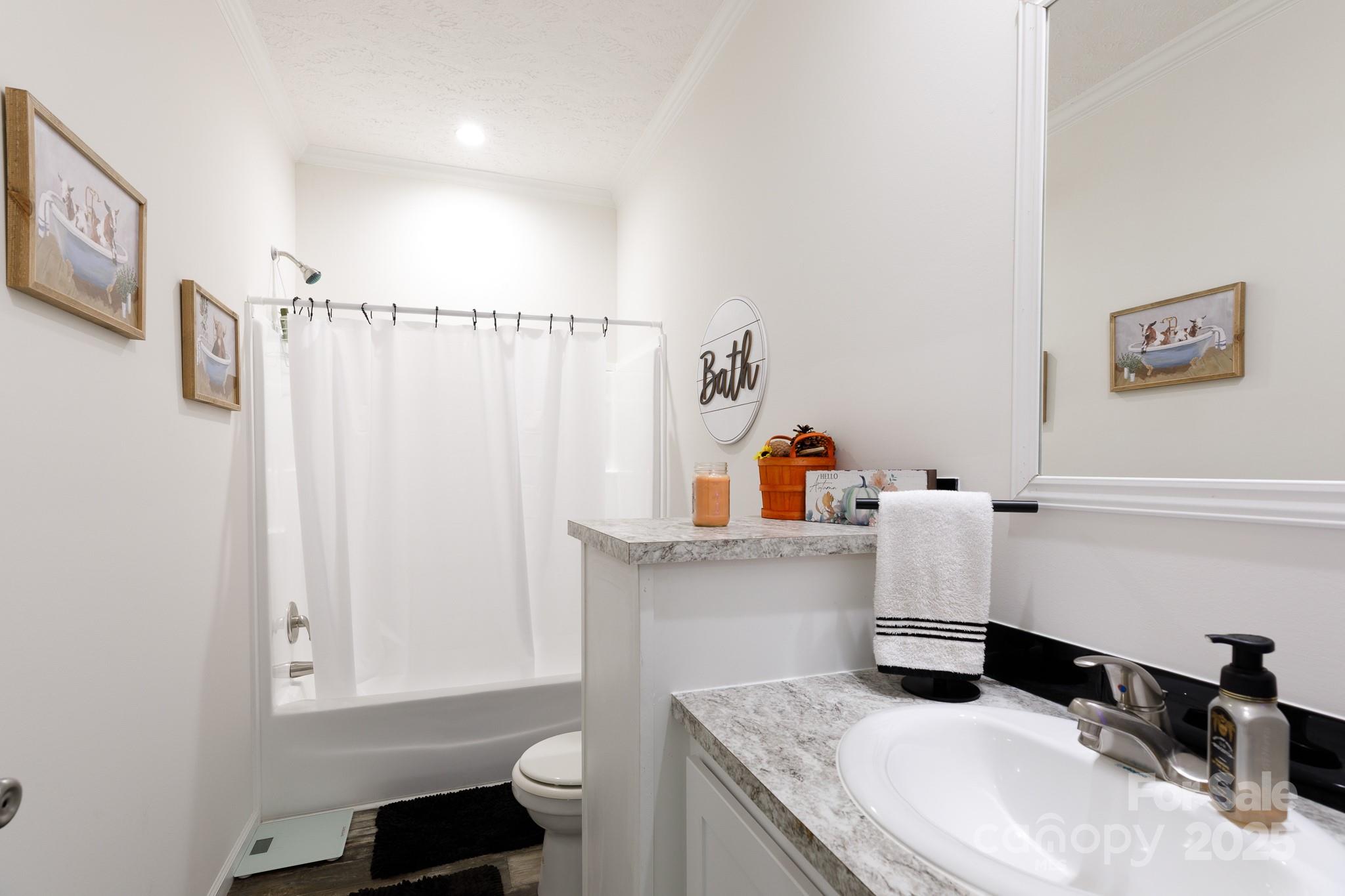 4575 Cureton Ferry Road Catawba, SC 29704 - Photo 26 of 42 a bathroom with a granite countertop sink and a mirror