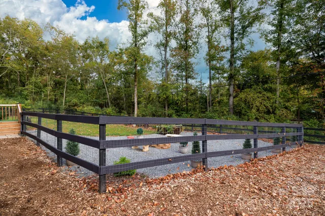 a view of a bench in a yard