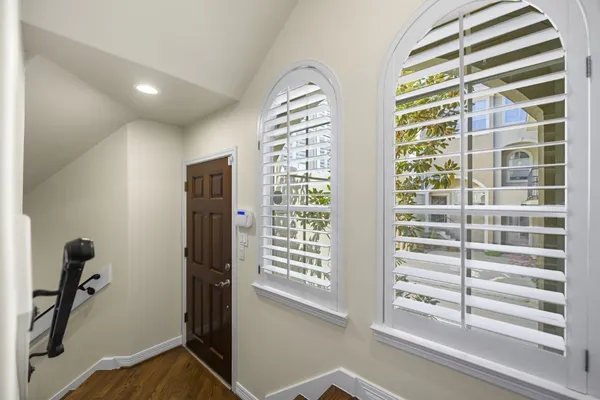 a view of a livingroom with a window